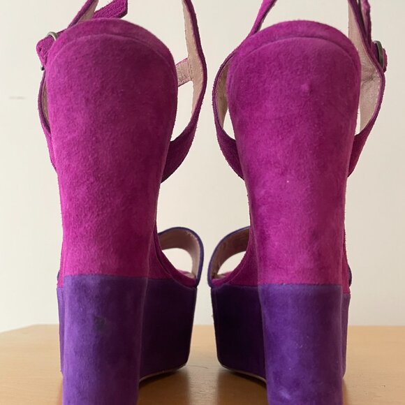 Steve Madden Suede Purple Color Block Wedges - Picture 2 of 11